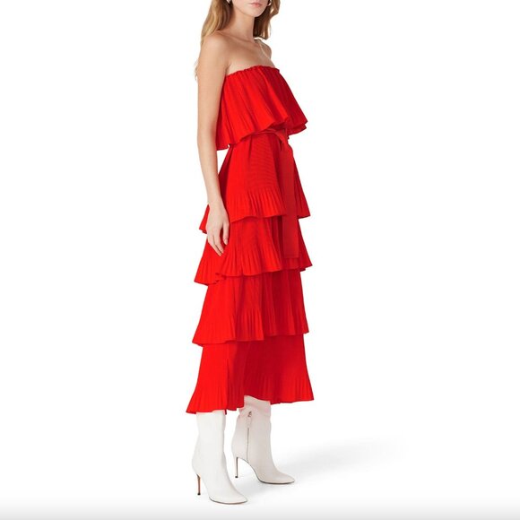 ESSENTIEL ANTWERP Valentina Ruffled Red Dress Size 36 - Picture 1 of 8